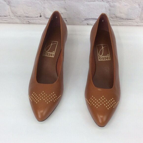 Joyce Vintage Pointed Toe Pump Heels Women’s Size 7.5 N Brown/Cognac Leather - Picture 5 of 12